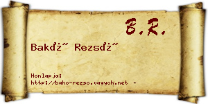 Bakó Rezső névjegykártya